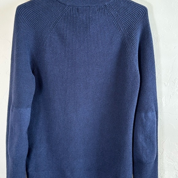 Banana Republic Men's/Unisex Blue Half-Zip Sweater with Elbow Patches Sz S - Picture 9 of 10